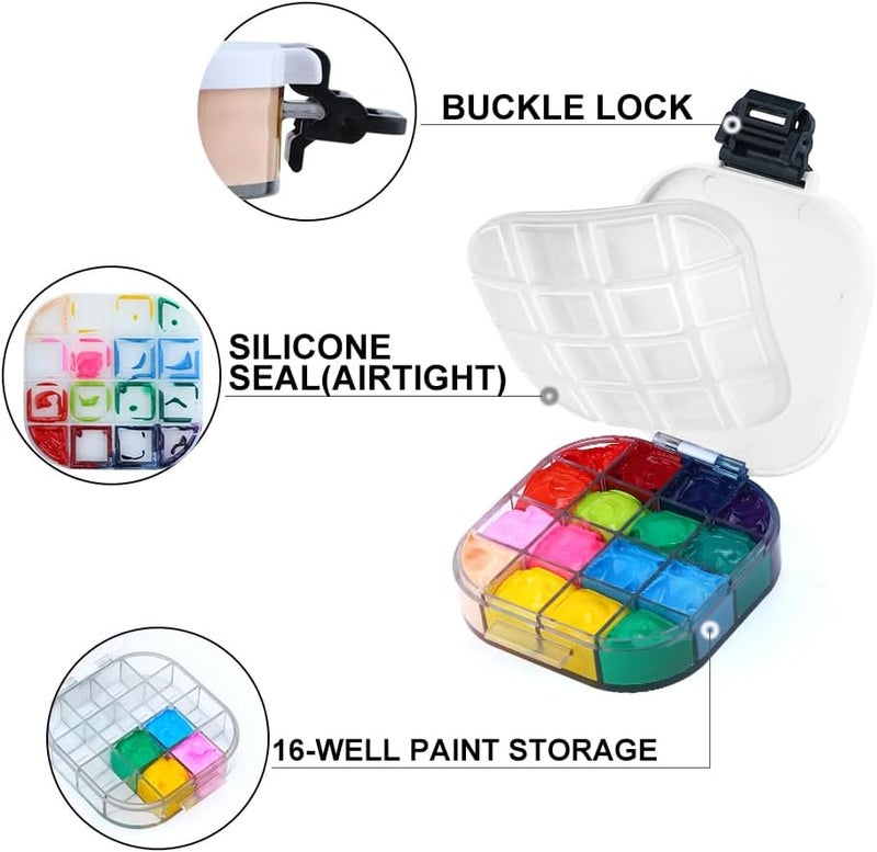 TRANSON Paint Saver Storage Palette Box 16well Portable Airtight Black - Image 1